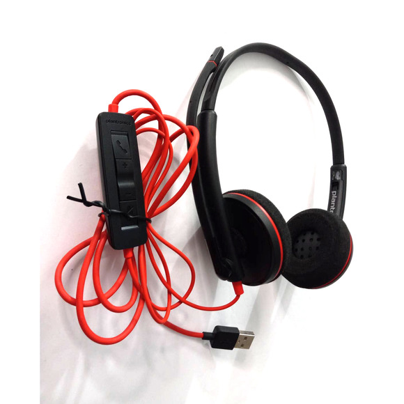 Plantronics Model C3220 Blackwire Black Red Computer Headset - Picture 1 of 9